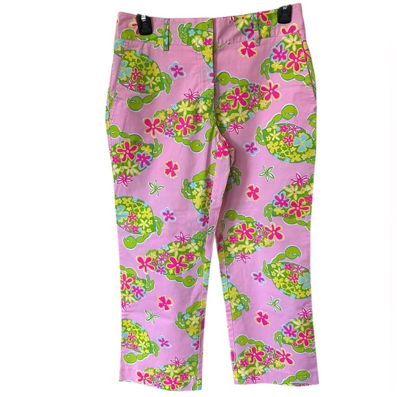 Lilly Pulitzer Pink Floral Capri Pants size 2 - Picture 3 of 7